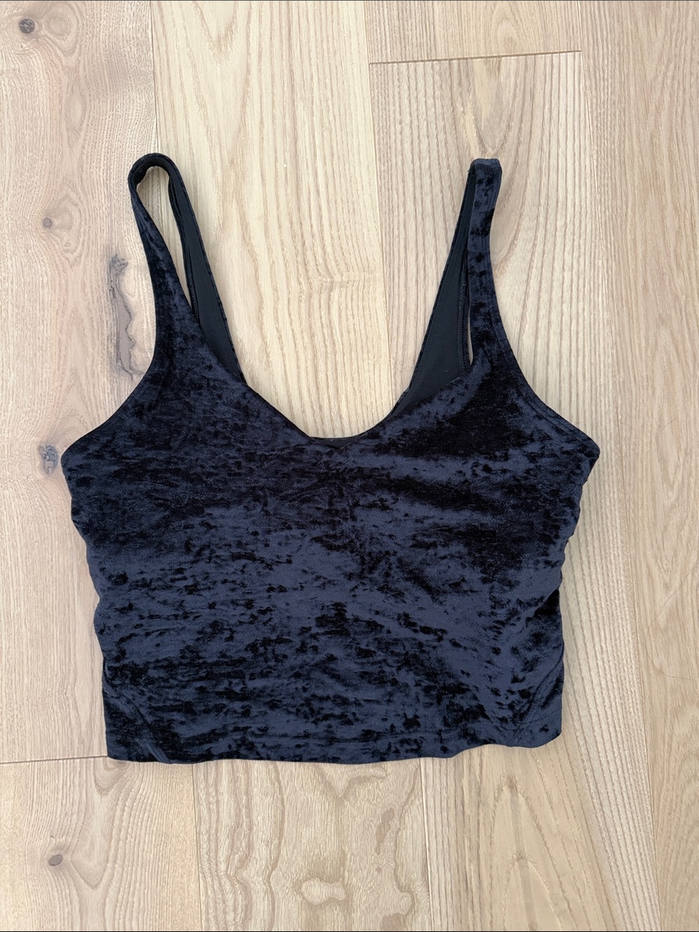lululemon athletica Black Crushed Velvet Cropped Tank